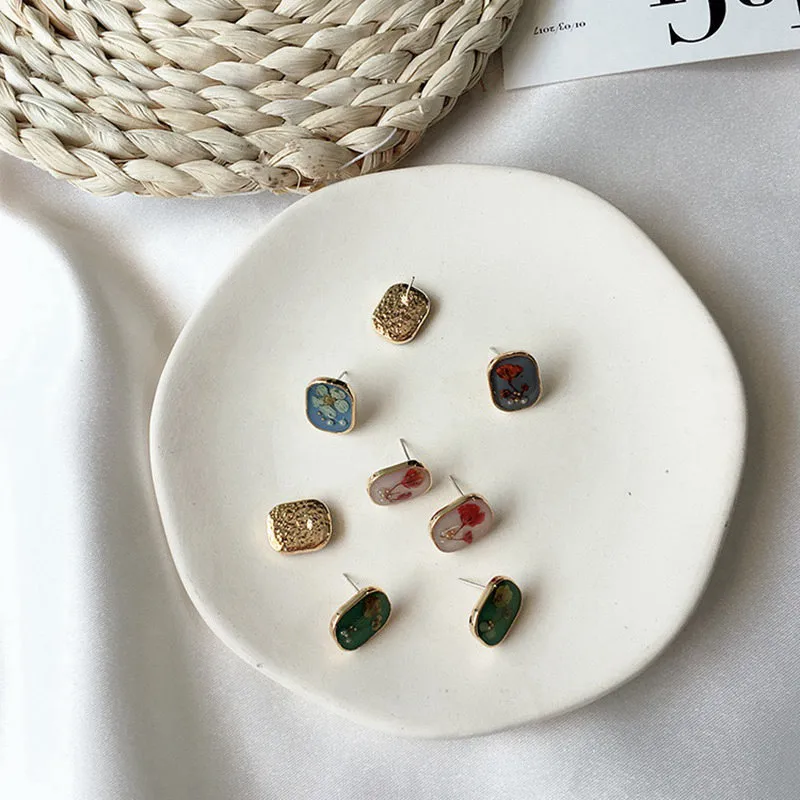 Новые корейские винтажные стильные женские Лепестковые серьги модные овальные