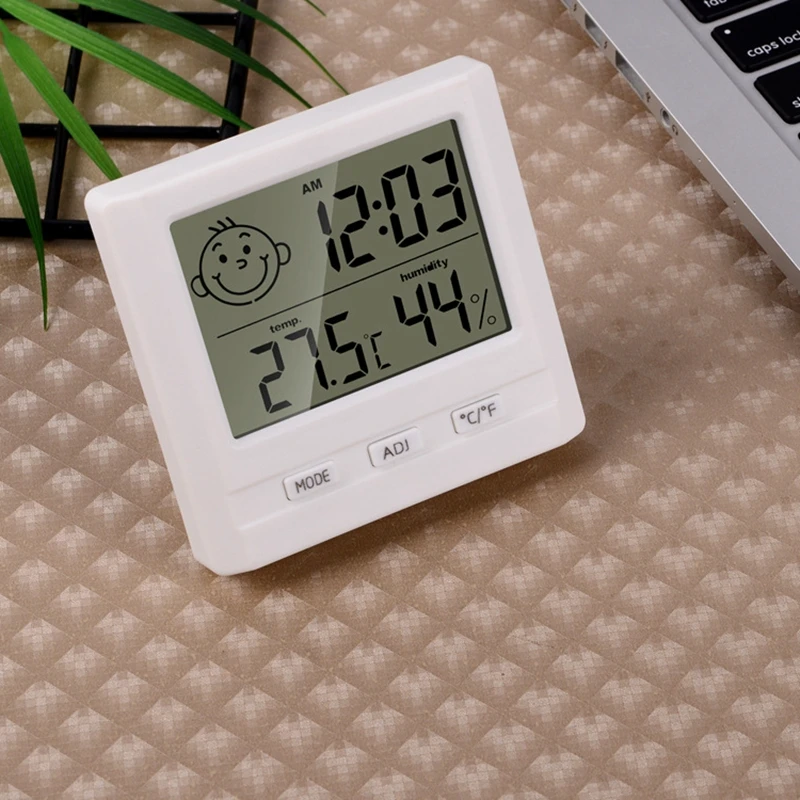 Настольные часы с термометром и гигрометром электронные большим цифровым ЖК