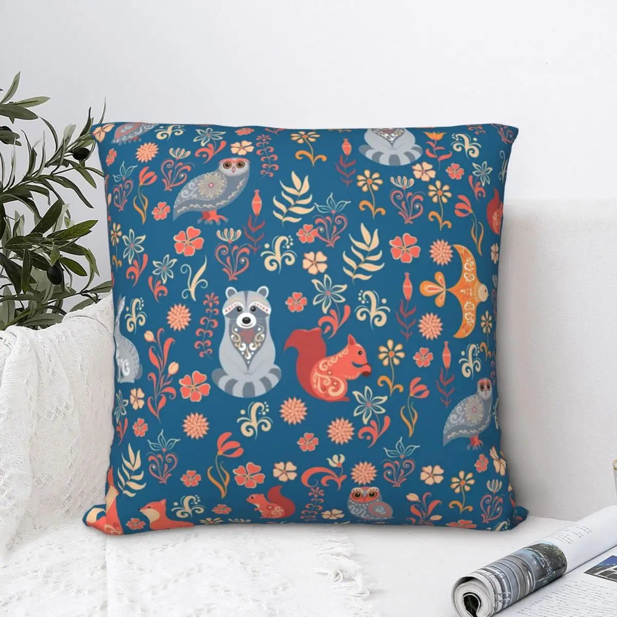 

Fairy-tale Forest Square Pillowcase Cushion Cover Creative Zip Home Decorative Polyester Home Nordic 45*45cm