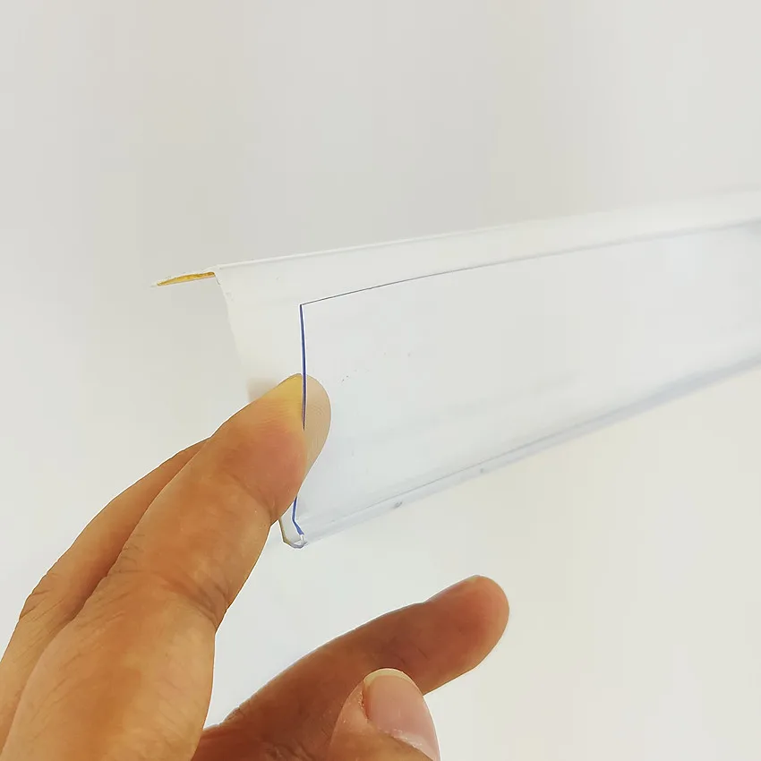 

Plastic PVC Shelf Data Strips Merchandise Price Talkers Sign Display Label Card Holder with Adhesive Tape on Store Rack 50pcs