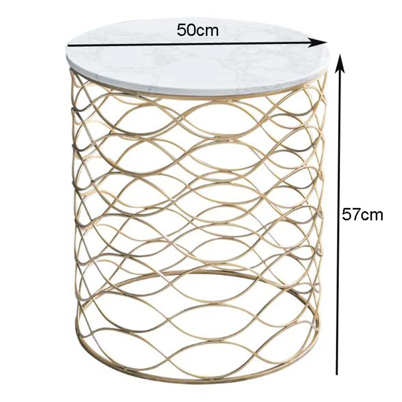 

Creative Nordic coffee table living room iron side table luxury home furniture marble small round table