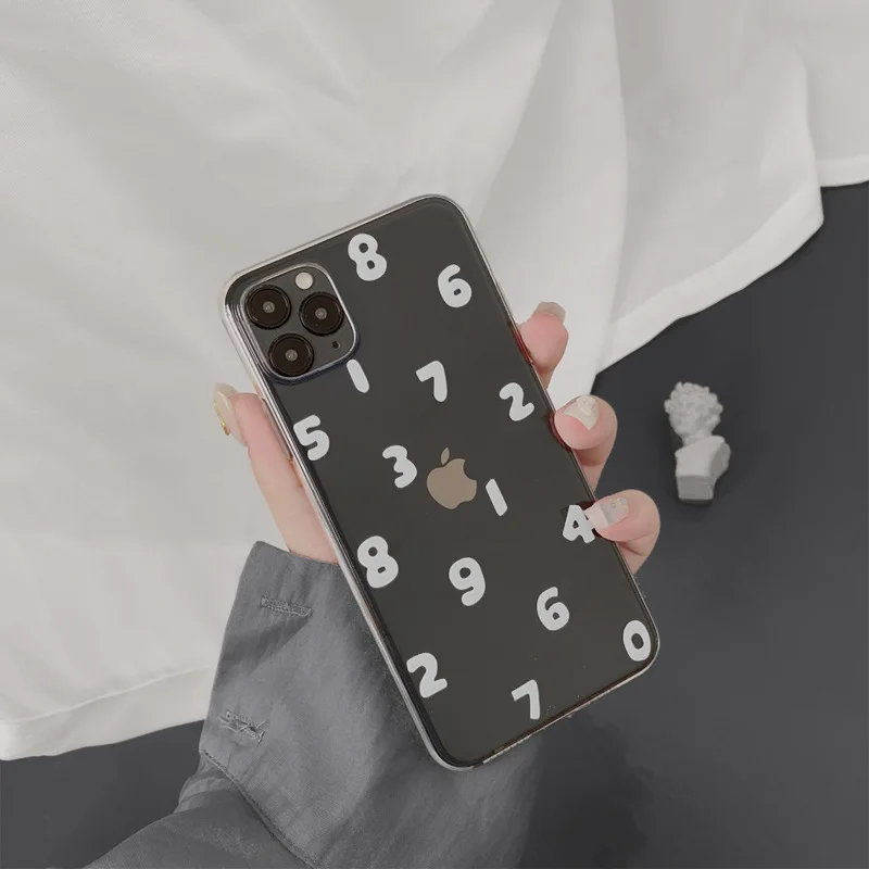 

Creative and Simple Digital IPhone11ProMax/12Mini/XR/XS/X/8/7 Anti-drop Silicone Transparent Couple Mobile Phone Case Wholesale