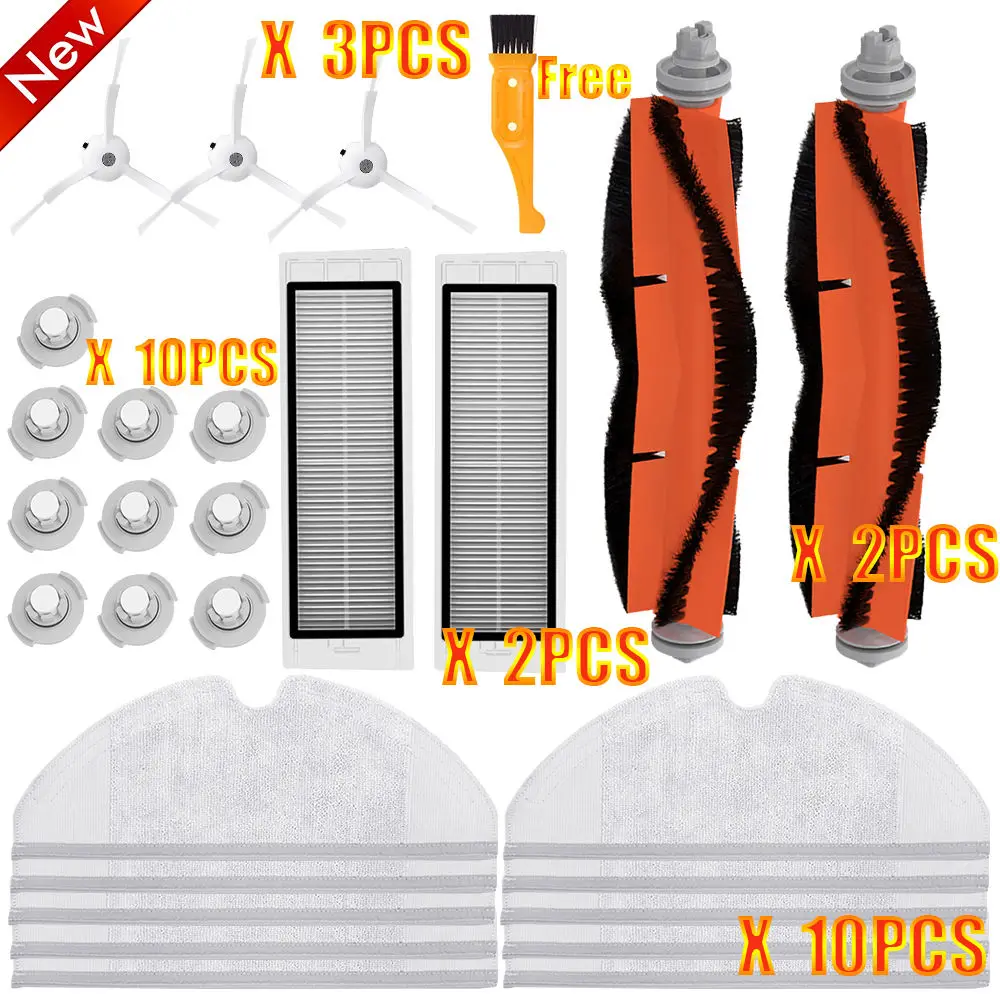 28pcs lot Аксессуары наборы для xiaomi Roborock S50 S51 E25 S5 E20 C10 Roborock робот вакуумные детали вставка из ткани для швабры фильтр боковая круглая щетка - Цвет: 28pcs lot