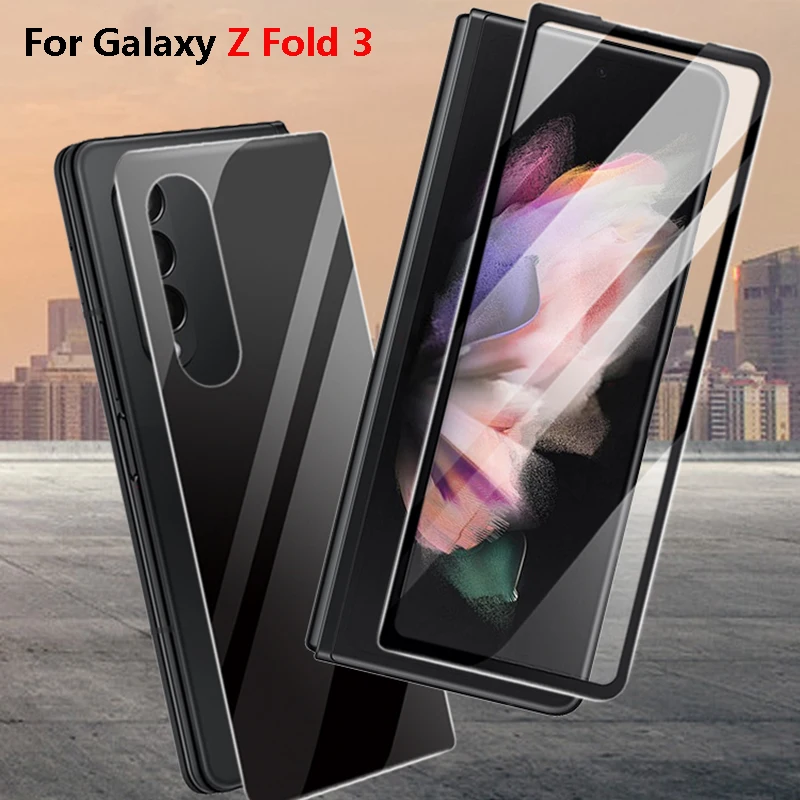 

For Samsung Galaxy Z Fold 3 5G Tempered Glass 3D Silk Front Back Film Anti-scratch Screen Protector for Samsung Galaxy Z Fold3