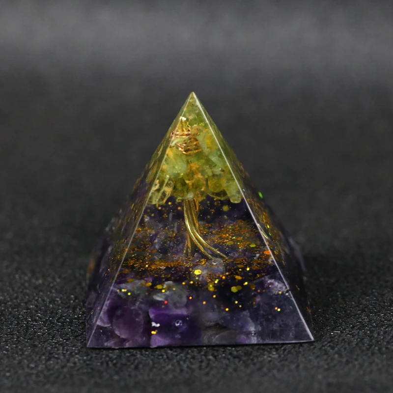 Orgonite Древо жизни Перидот целительная Пирамида кристаллы для защиты медитации