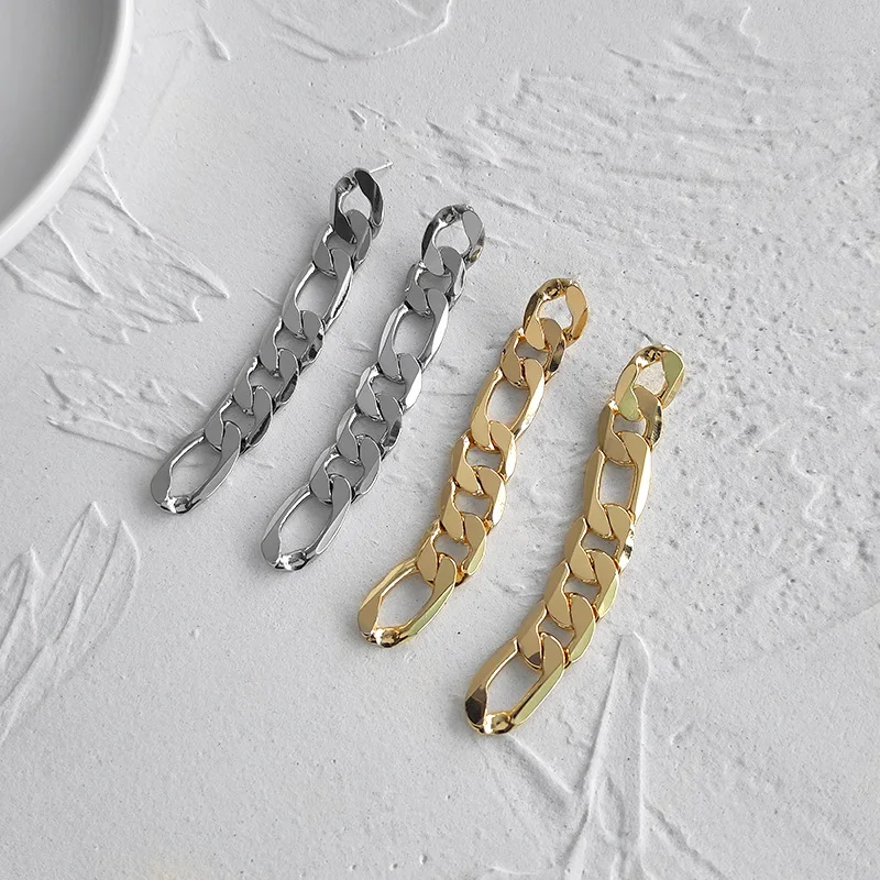 

U-Magical Minimalist Long Tassel Chunky Chain Dangle Earrings for Women Exaggerated Gold Silver Color Metallic Earrings Jewelry