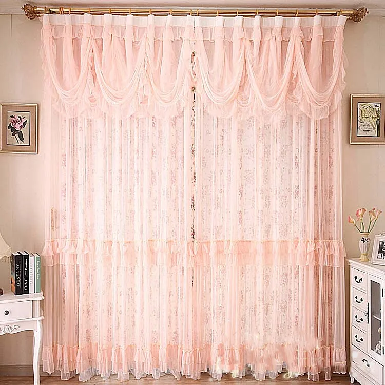 Модная Современная кружевная занавеска розовое окно для гостиной красивые шторы