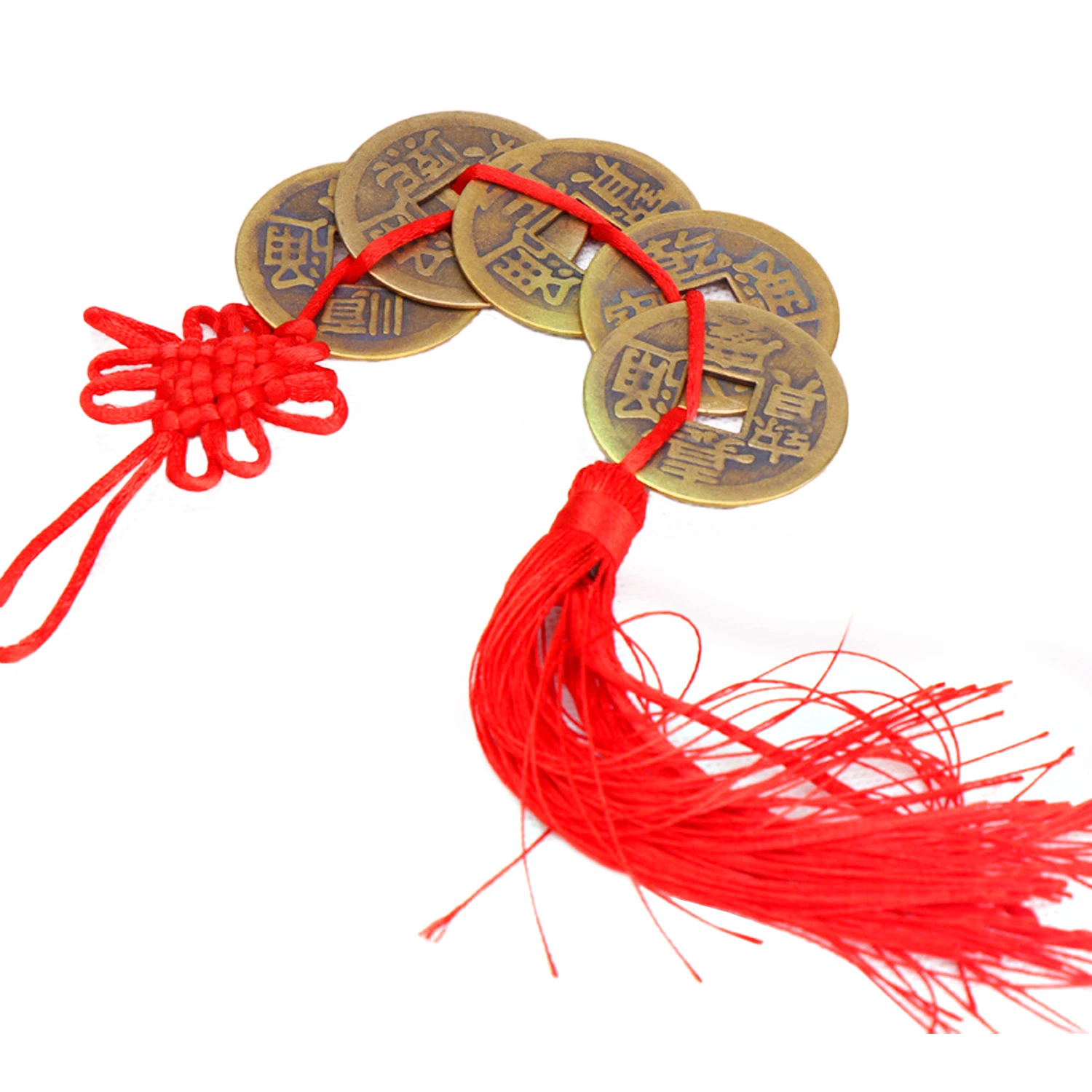 Besegad Handmade Chinese Knot Tassel Pendant with 5pcs Feng Shui Coins Wealth Success Lucky Charm Home Car Hanger Decors |