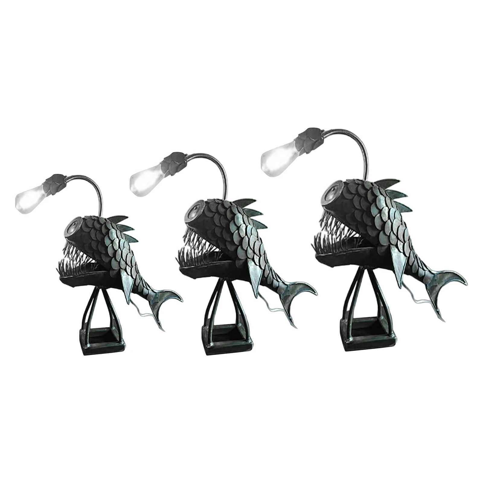 

Vintage 3D Angler Fish Art Visual Night Light Home Studio Attics Basements Coffee Shops Bedroom Decorative Table Lamp