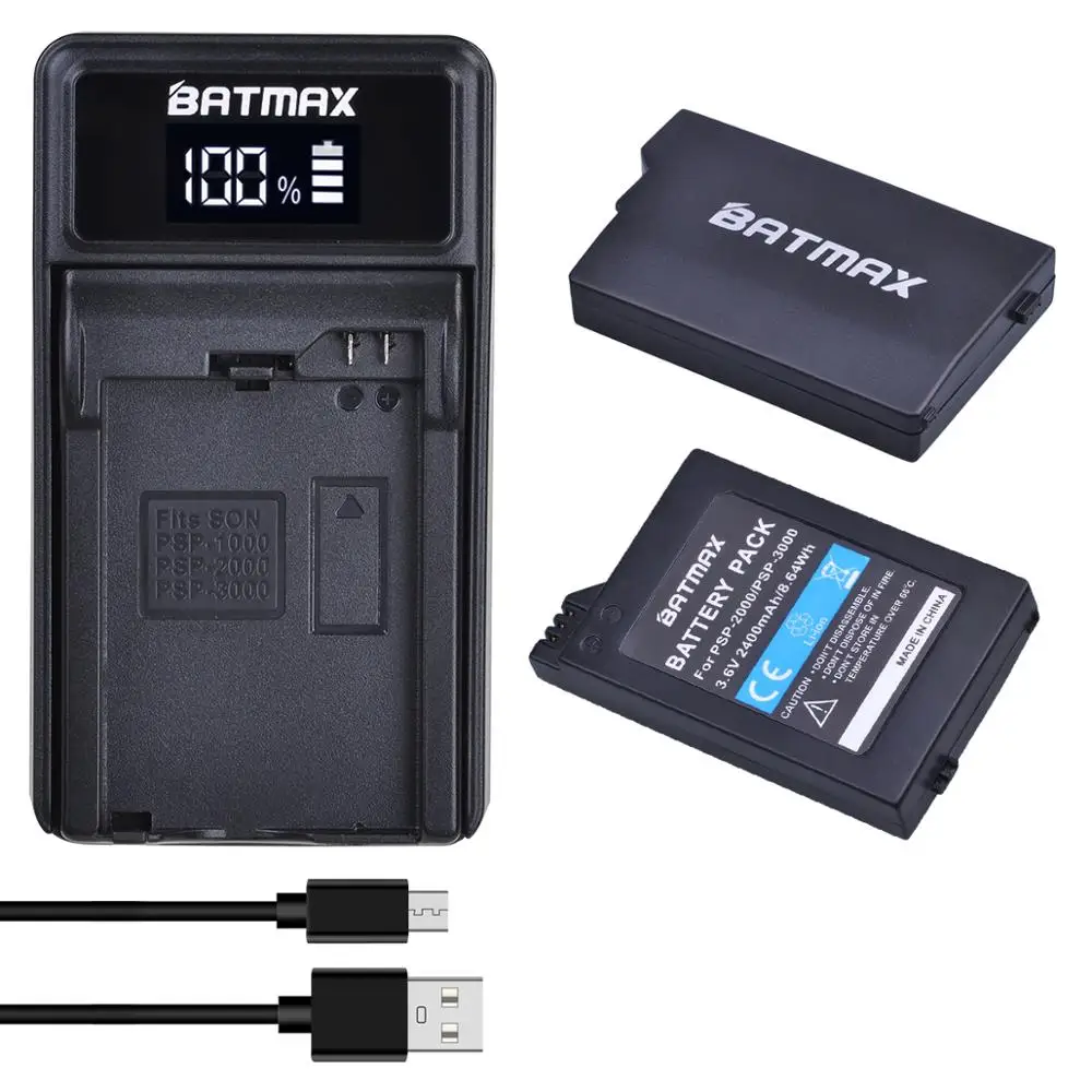 2 шт. аккумулятор PSP2000 2400 мАч + светодиодное USB зарядное устройство для Sony PSP 2000/3000