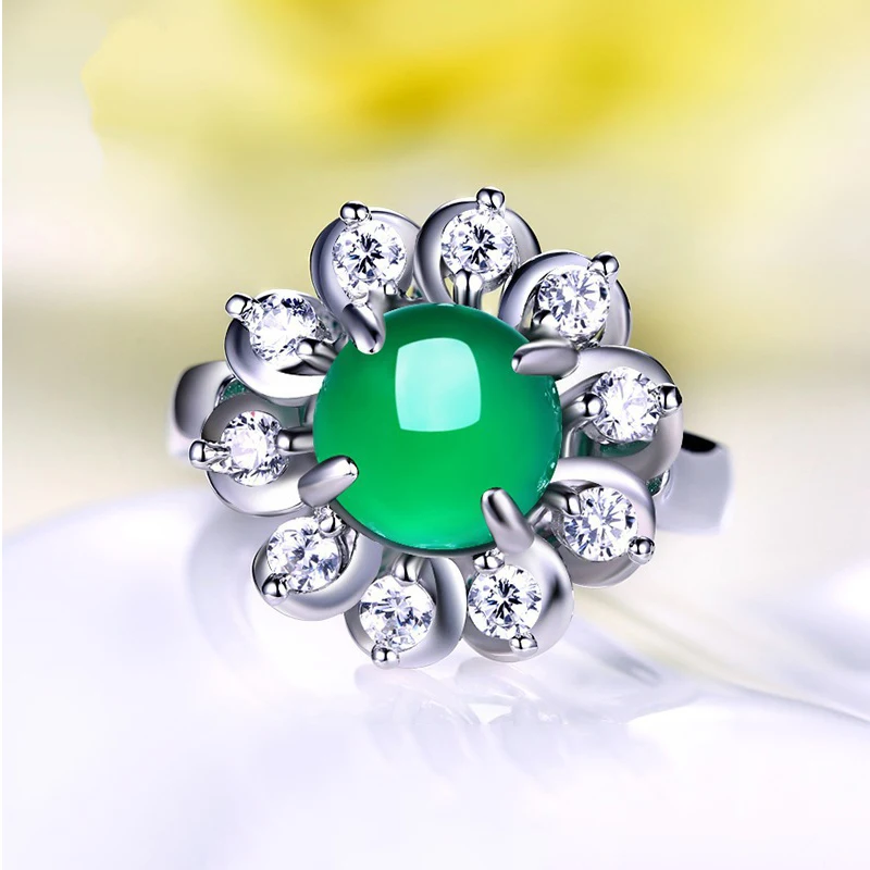 Женское кольцо с изумрудом из серебра 925 пробы | Украшения и аксессуары