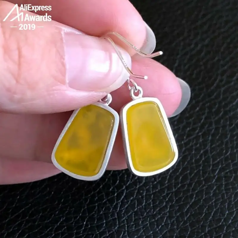 Серьги из серебра 925 пробы с искусственным драгоценным камнем | Украшения и