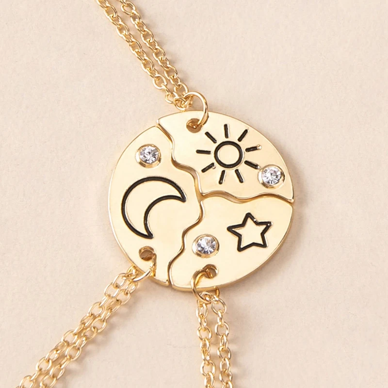 Ожерелье Best Friend дружба Солнце Луна облако и звезда инкрустированный Стразы