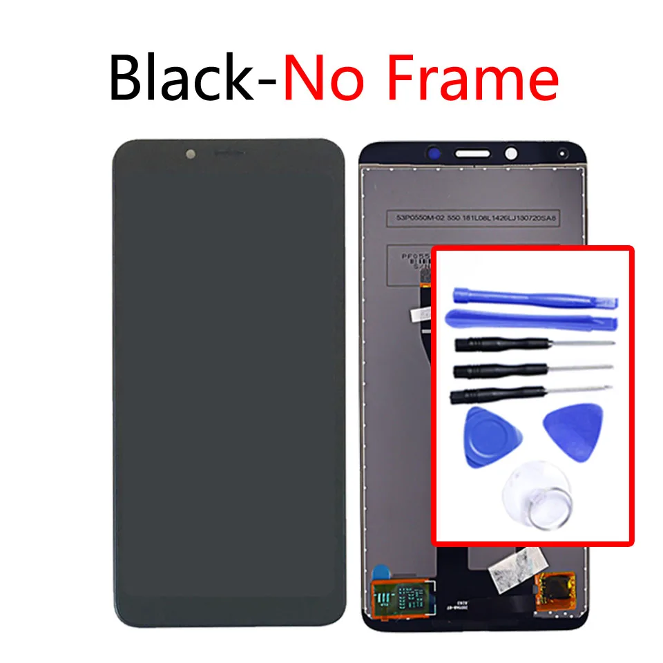 Black-No frame 5,4" для Xiaomi Redmi 6 Redmi6, сенсорный экран, дигитайзер, ЖК-рамка в сборе, замена для Redmi 6A, ЖК-дисплей 1440*720 - Цвет: Black-No frame