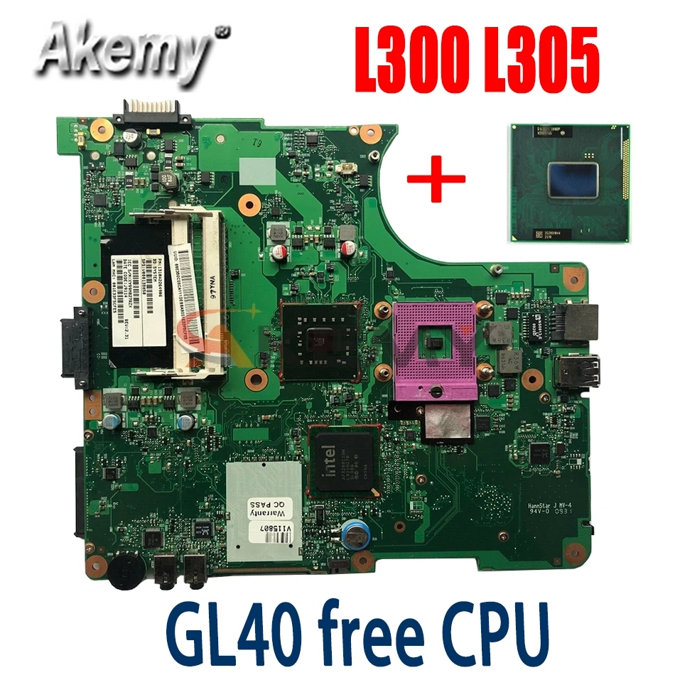 

AKemy Laptop Motherboard For Toshiba Satellite L300 L305 L350 L355 Mainboard 6050A2264901 V000148370 GL40 DDR2