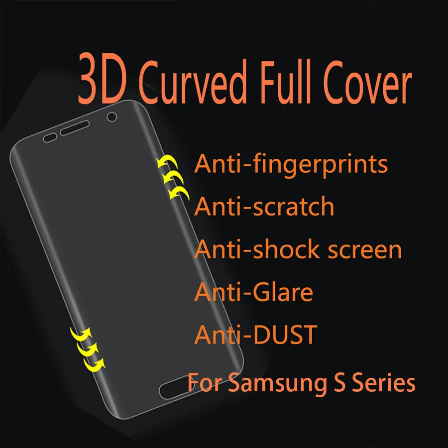 3 шт./лот 3D ПЭТ искривленная полноразмерная Защитная пленка для экрана Samsung S6 S7 Edge