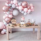 Розовые воздушные шары, арочная гирлянда, гирлянда для праздвечерние первого дня рождения девочки, украшение для первого дня рождения, шары для празднования дня рождения девочки