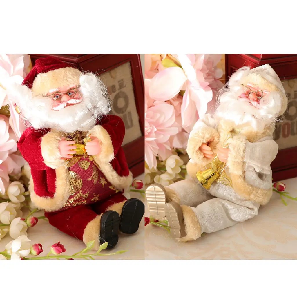 

Christmas Santa Claus Doll Toy Flannel Sitting Santa Figurine Ornament