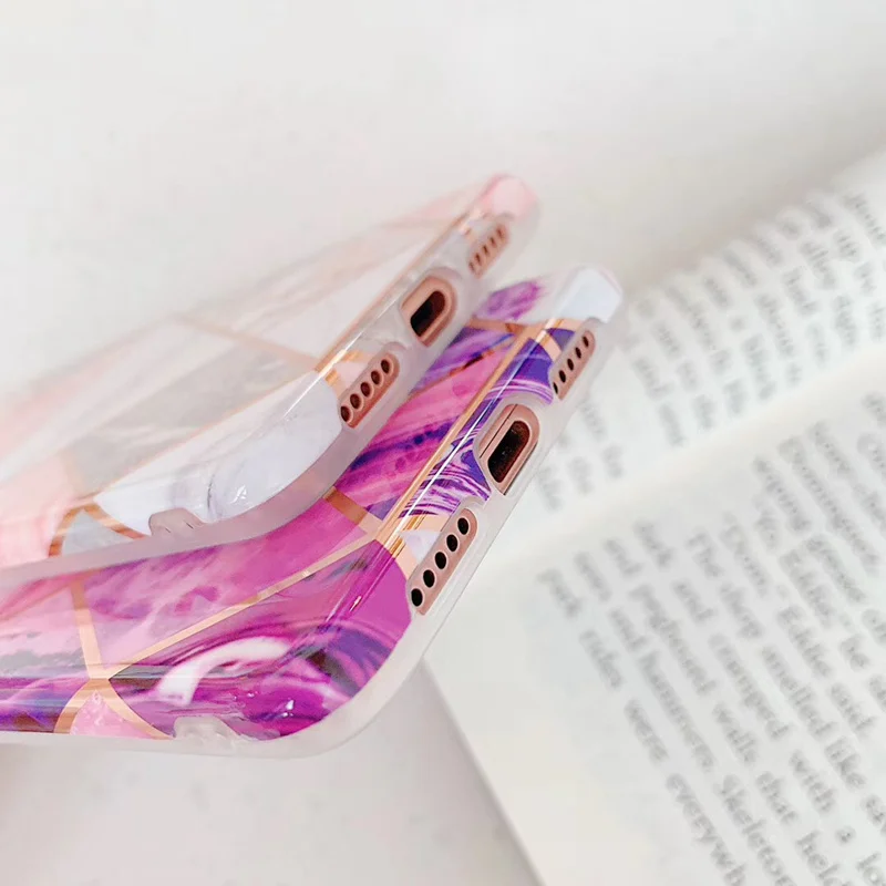 Plating Glossy Geometric Phone Case For Huawei P20 P30 Pro Lite Mate 20 Finger Stand Holder Soft IMD Back Cover | Мобильные телефоны