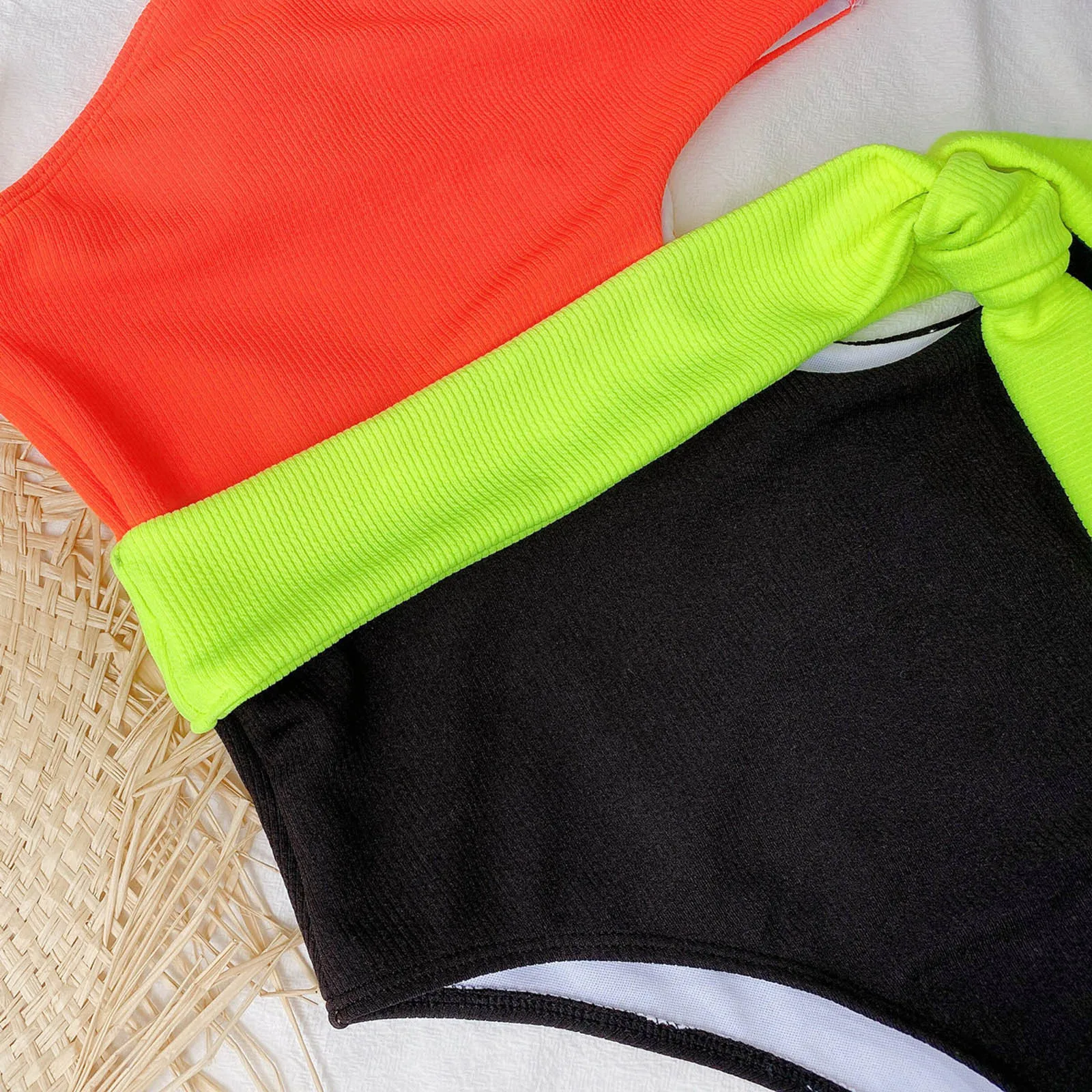 

bathing suit bikini brazilian set Bandage Splicing One-Piece Bikini Push-Up Pad Swimwear Swimsuit Beachwear Low waist Mini