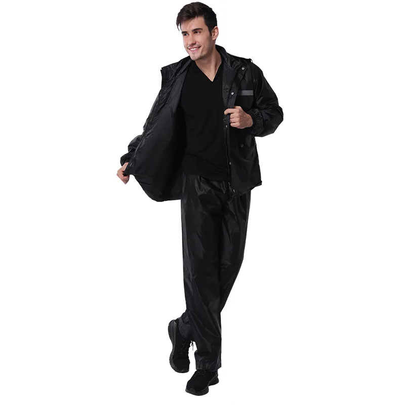 дождевик мужской плащ Мужской непромокаемый черного цвета 1 комплект штаны