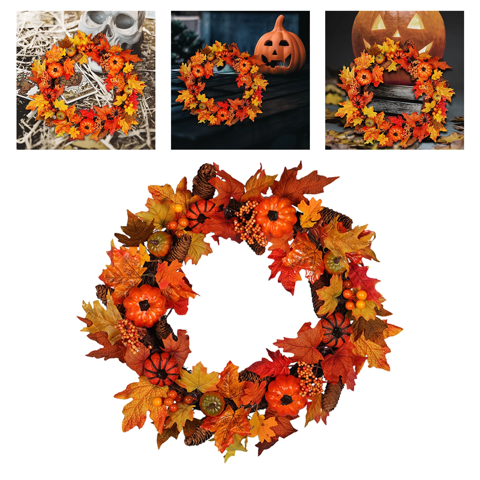 

Осень венок гирлянда День благодарения окна дома искусственные елки в виде кленового листа украшение венок для передней двери стены