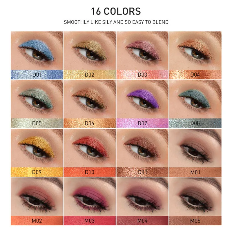 Палетка теней для век с запеченной пудрой 16 цветов матовый Блестящий водостойкий