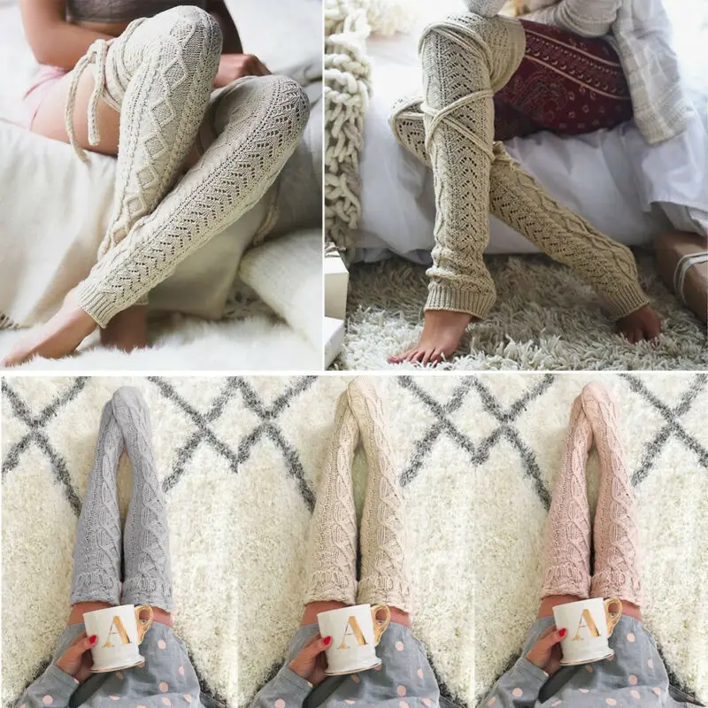 

Casual Women Socks Long Socks Crochet Knitted stocking Leg Warmers Boot Cover Lace Trim Legging