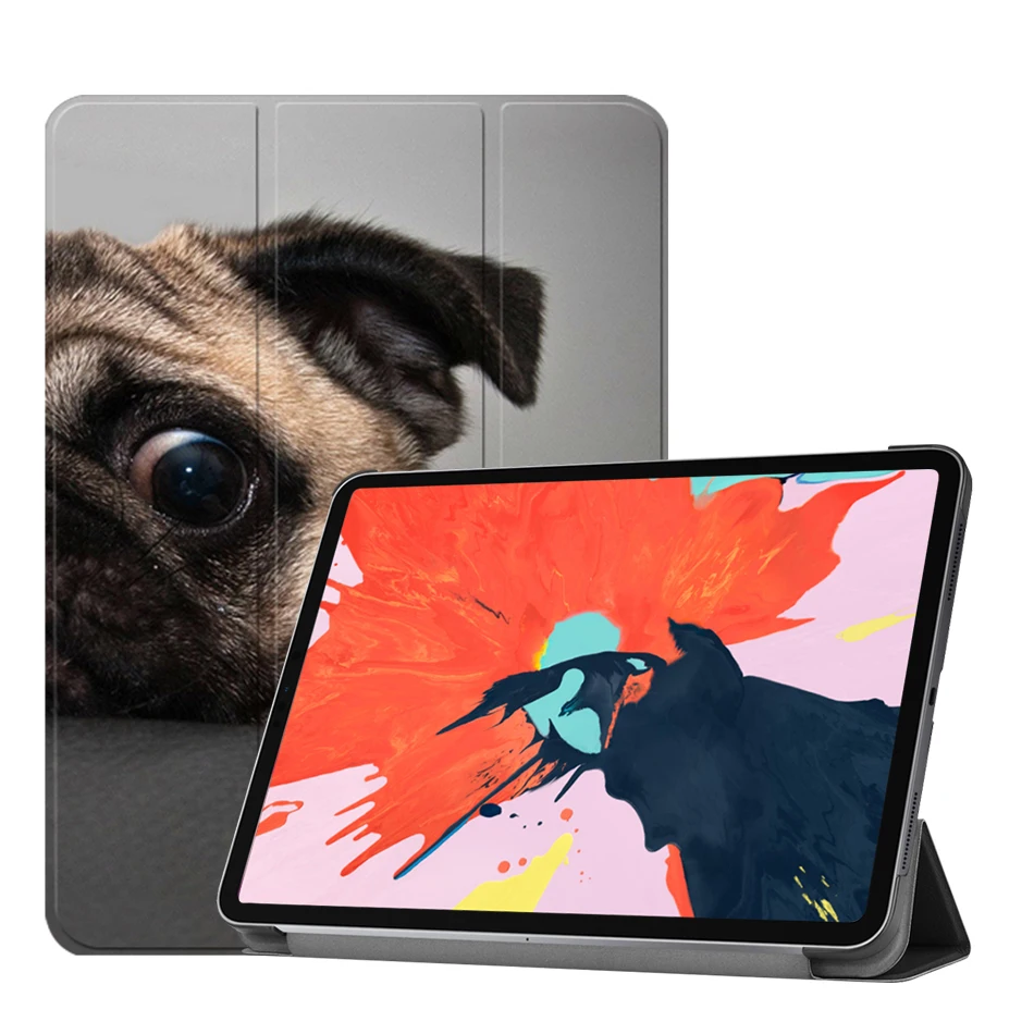 MTT из искусственной кожи чехол для iPad Pro 12,9 дюйма выпуск A1895 A003 Магнитный трехслойный флип смарт-чехол милый кот и собака чехол для планшета