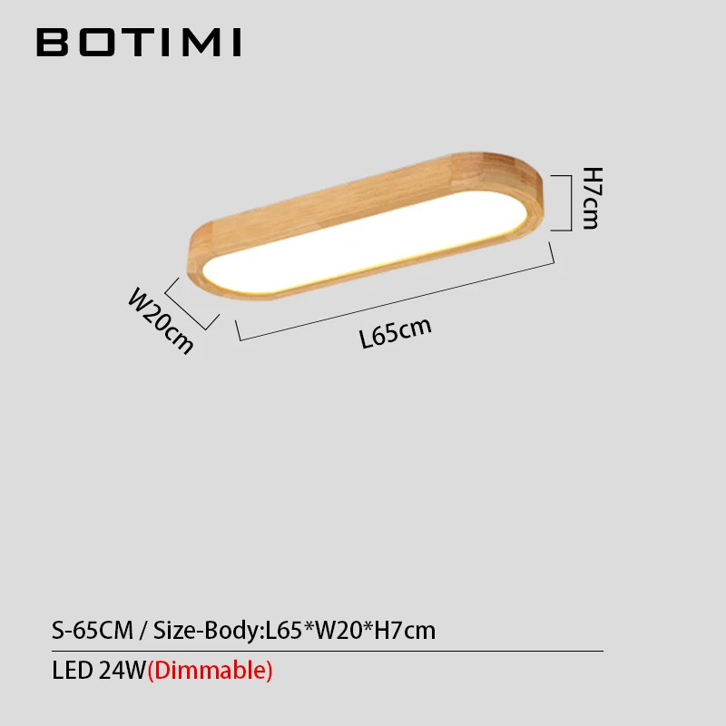 S-Dimmable BOTIMI 220V светодиодный потолочный светильник s с длинным деревянным абажуром для гостиной, поверхностный монтаж, потолочный светильник, светильник для коридора - Цвет корпуса: S-Dimmable