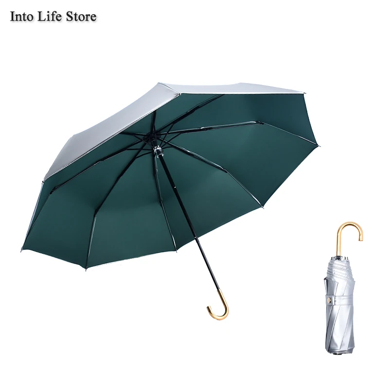 

Sun Beach Umbrella UV Rain Women Luxury Parasols Ladies Umbrellas Hook Folding Umbrella Silver Coating Windproof Gift Ideas
