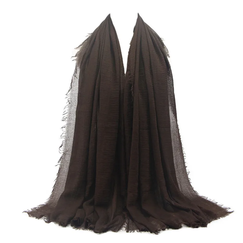 Wholesale Price 70*180cm Women Muslim Crinkle Hijab Scarf Femme Musulman Soft Cotton Headscarf islamic hijab Shawls and Wraps