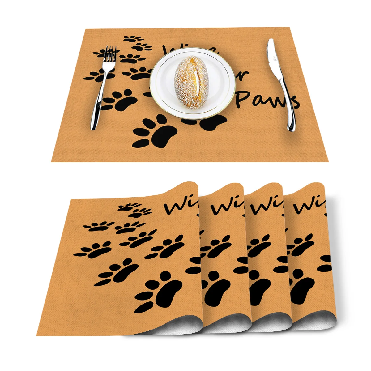 Набор из 4 предметов с принтом в виде лап текстовый коврик для домашних собак