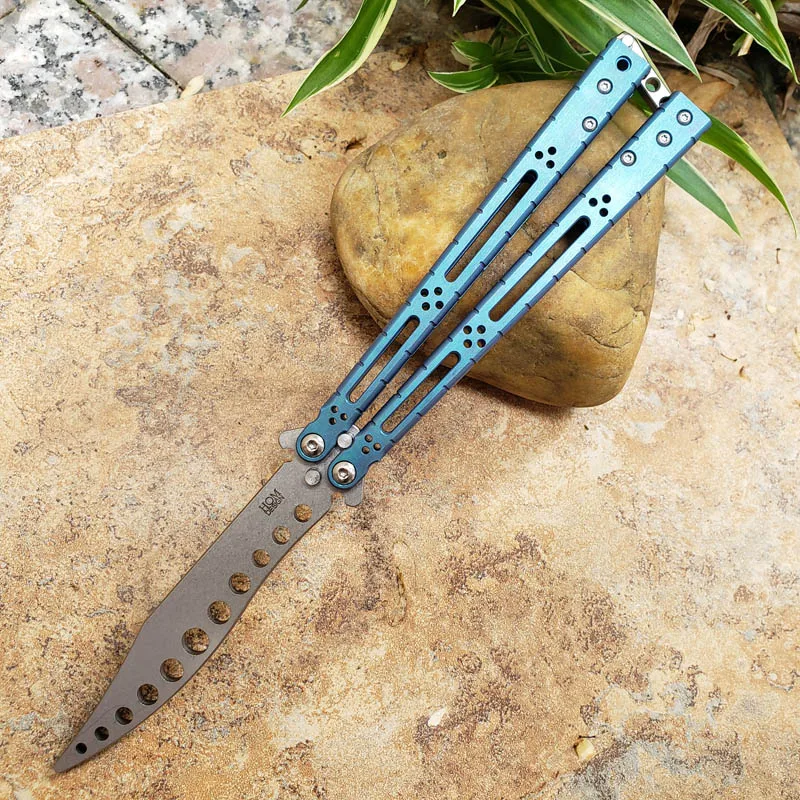 

Folding Hom Snake Monster Practice D2 Not Sharp Blade Titanium Handle Camping Hunting Knife Outdoor Tool Gift Knife For Men