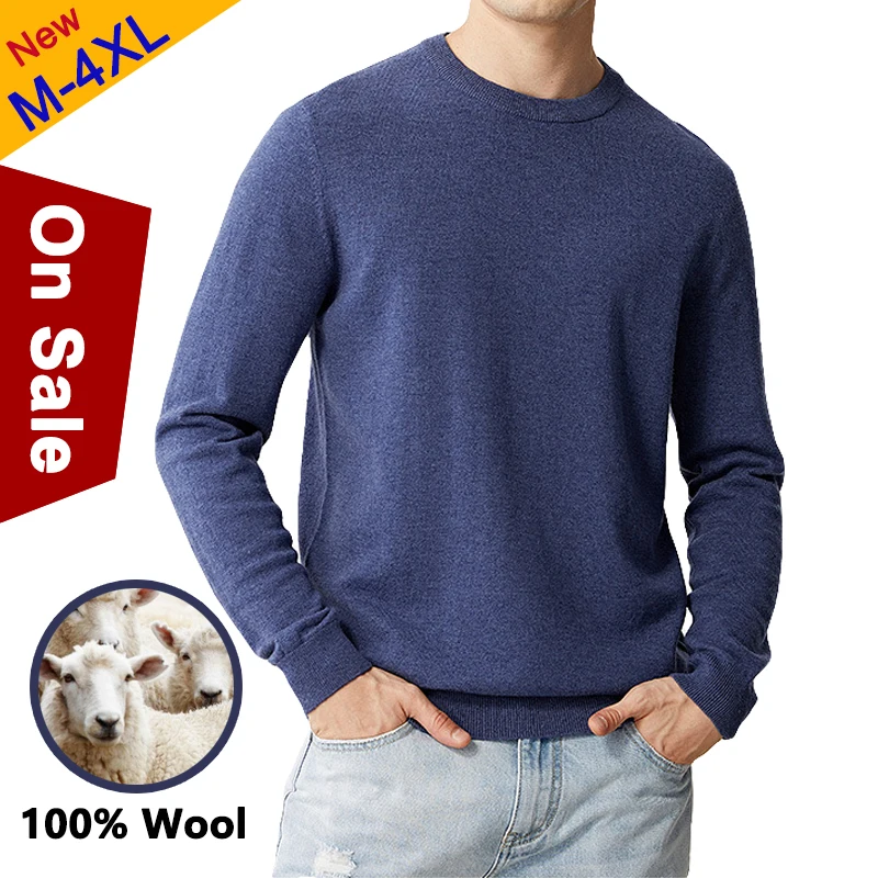 Мужской шерстяной пуловер из 100% мериносовой шерсти зимние теплые джемперы