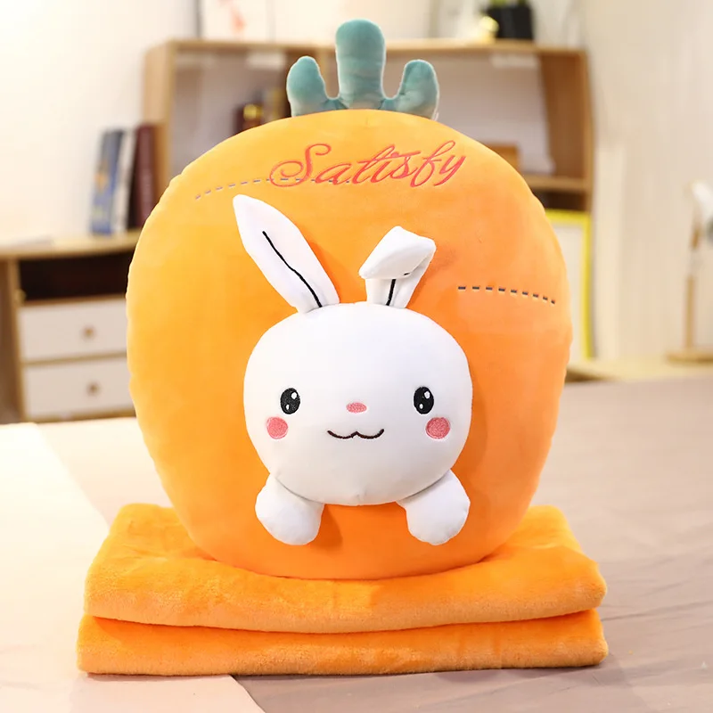 

New Fruit Animal Pillow Blanket Lying and Sleeping Air Conditioning Blanket Three - in -One Plush Toy Soft Girl Doll