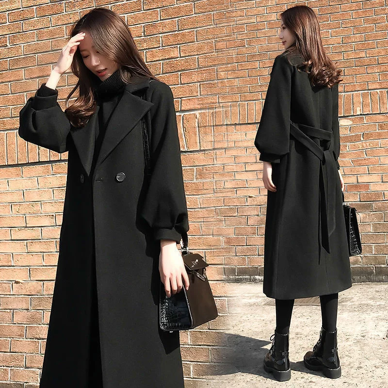 

CMAZ 2021 Autumn Winter Thick Coats for Women Plus Lining Hepburn Style Woolen Coat for Women 2021 New
