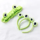 Повязка для волос в Корейском стиле женская, милый эластичный мягкий ободок с зеленой лягушкой для мытья лица, модные аксессуары для волос