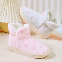 2022 new women winter slippers plush soft cute cotton slippers home keep warm soft rubber non slip comfortable female boots