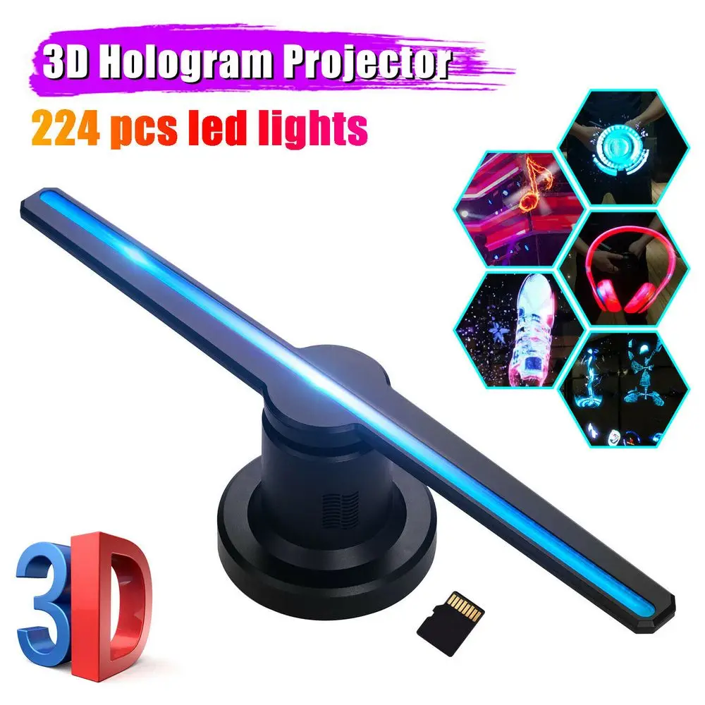 3D LED Hologram Holographic Projector WiFi Display Fan Hologram Advertising Imaging Lamp Remote Advertising Machine Control Play
