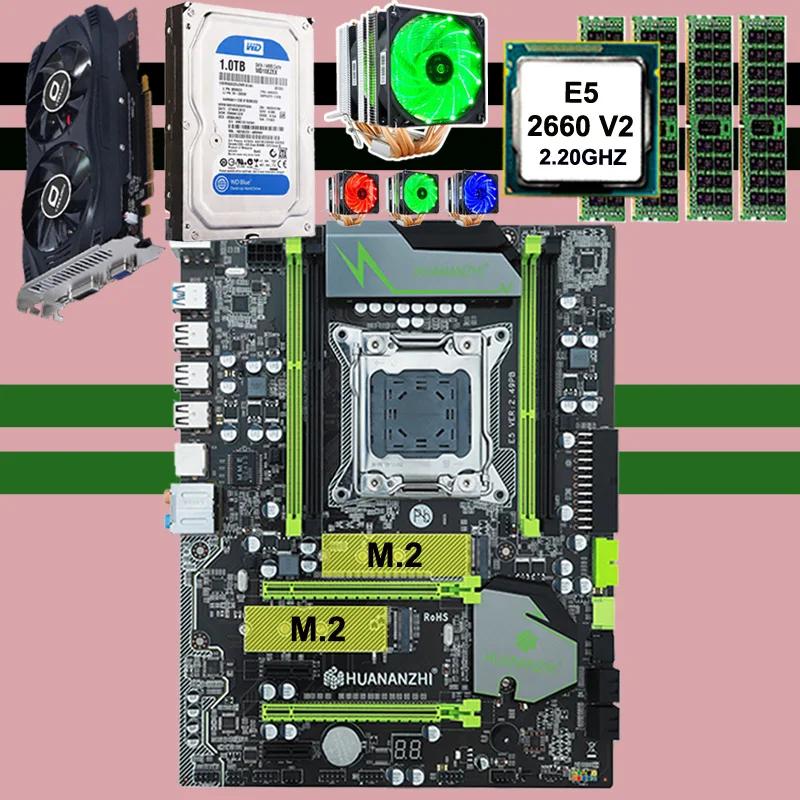 Лидер продаж! Материнская плата HUANAN V2.49 X79 CPU Xeon E5 2660 V2 с 6 тепловыми трубками кулер