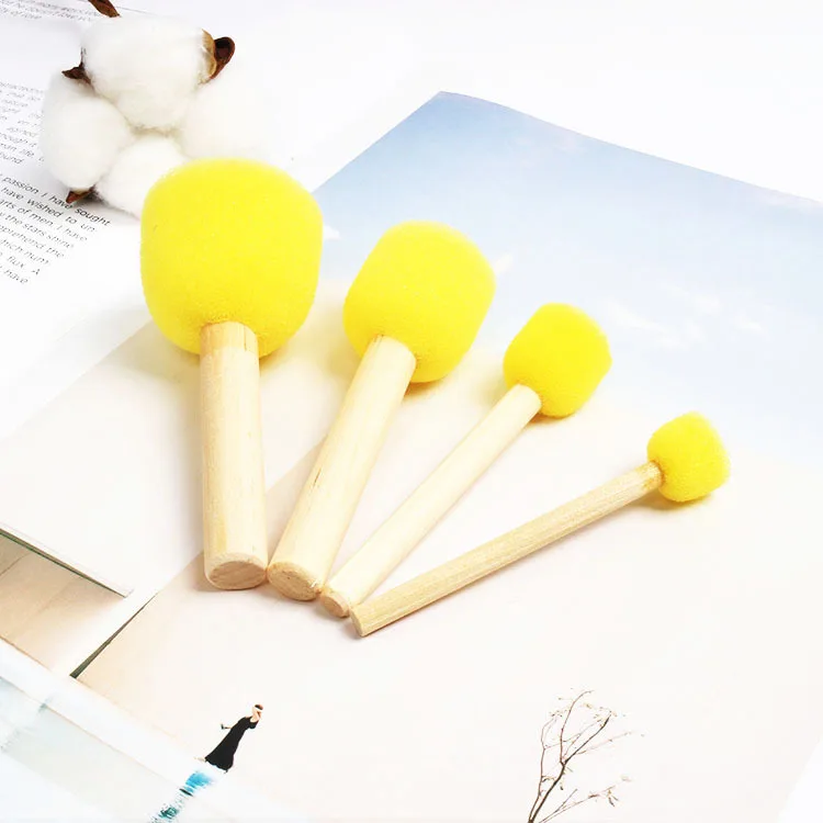 4pcs Light Yellow 4 шт./компл. детская художественная звезда Ремесло Краски ing инструмент губка-ролик для покраски щетка Пластик ручка набор детей раннего образования игрушки для рисования - Цвет: 4pcs Light Yellow
