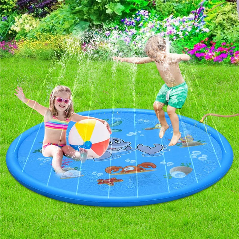 

170cm Kids Inflatable Water Spray Pad Round Water Splash Play Pool Playing Sprinkler Mat Yard Outdoor Fun Swimming Pools