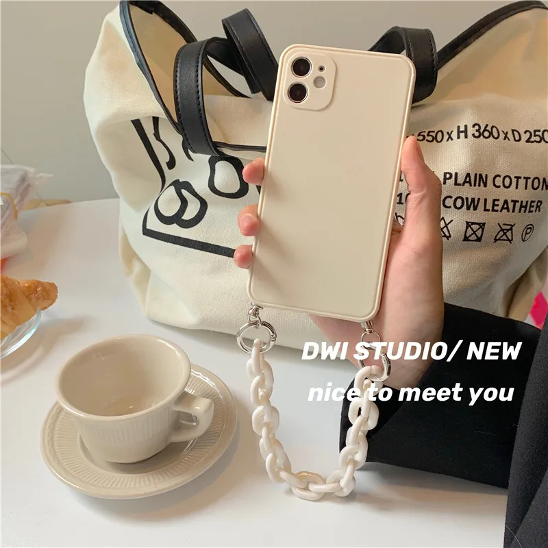 Корейский защитный акриловый чехол для камеры с цепочкой мягкий телефона iphone 12 11