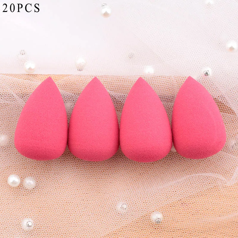 Rose 20pcs Мини-спонж для макияжа в форме капли воды, мягкая основа для макияжа, спонж для консилера, безупречный смешанный косметический спонж для макияжа - Цвет: Rose 20pcs