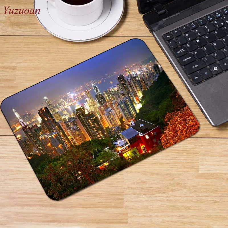 22x18cm Yuzuoan большая рекламная акция Россия Гонконг Ночной пейзаж дизайн игровой скорость коврик для мыши геймер игровые коврики маленький размер для 180*220*2 мм - Цвет: 22x18cm