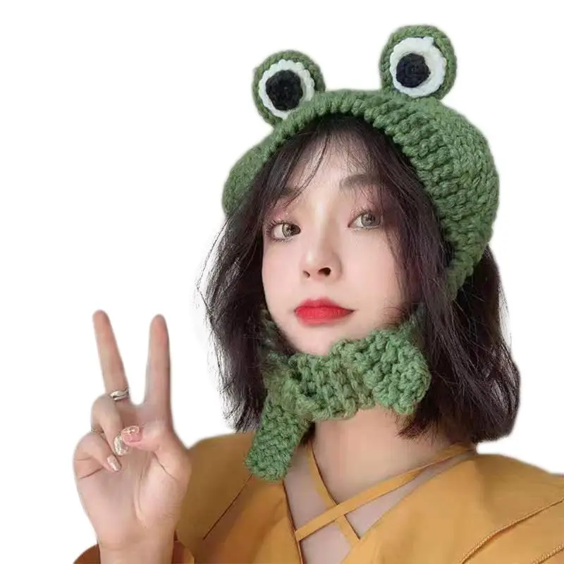 Cute Frog Eye Weave Knit Skullies Beanie Hat Solid Color Winter Warm Earflap Cap | Аксессуары для одежды