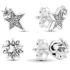 Серьги-гвоздики из серебра 925 пробы с блестящими звездами