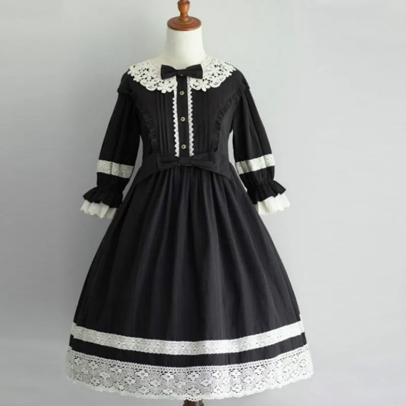 

Woman Lolita Lace Bow Dress Summer Kawaii Cosplay Maid Dress Gothic High Waist Japanese Animation Clothing Sexy Cartoon Costumes