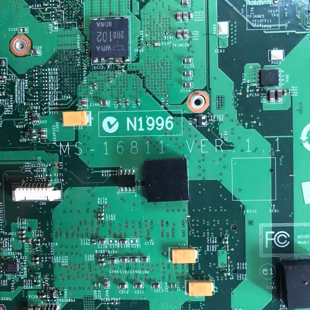 MS-16811 VER: 1 для MSI A6000 A6200 GE620DX материнская плата ноутбука MS-1681 s989 N1996 100%